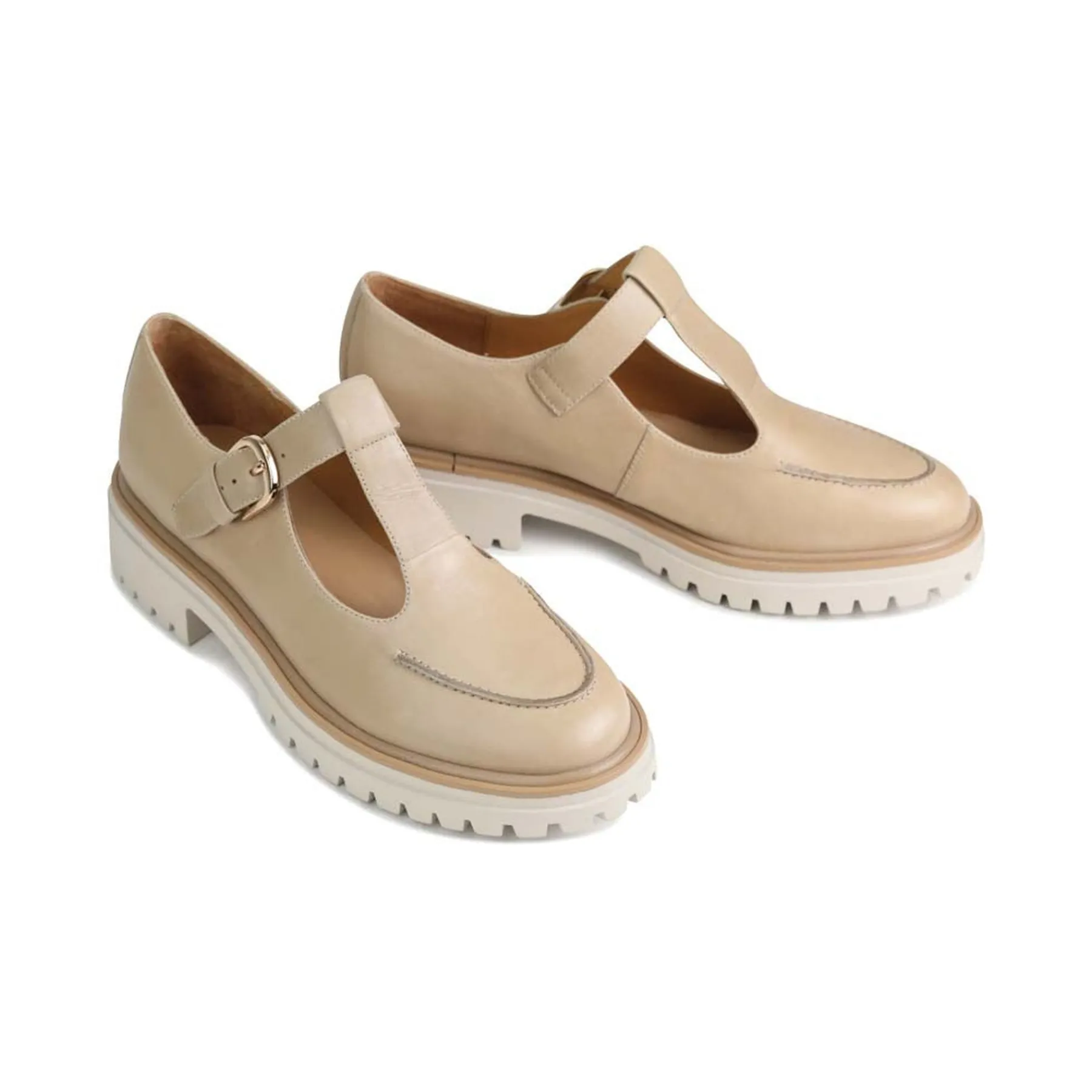 Discount EOS Footwear ANJA T-BAR LOAFERS LEATHER Ecru