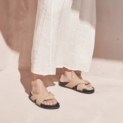 Best Sale EOS Footwear CROSS LEATHER SLIDE SANDALS