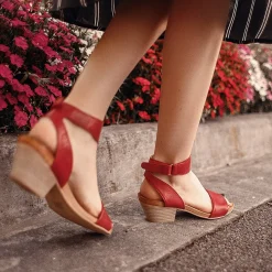 Fashion EOS Footwear CUBO WOODEN STACK HEEL SANDALS LEATHER