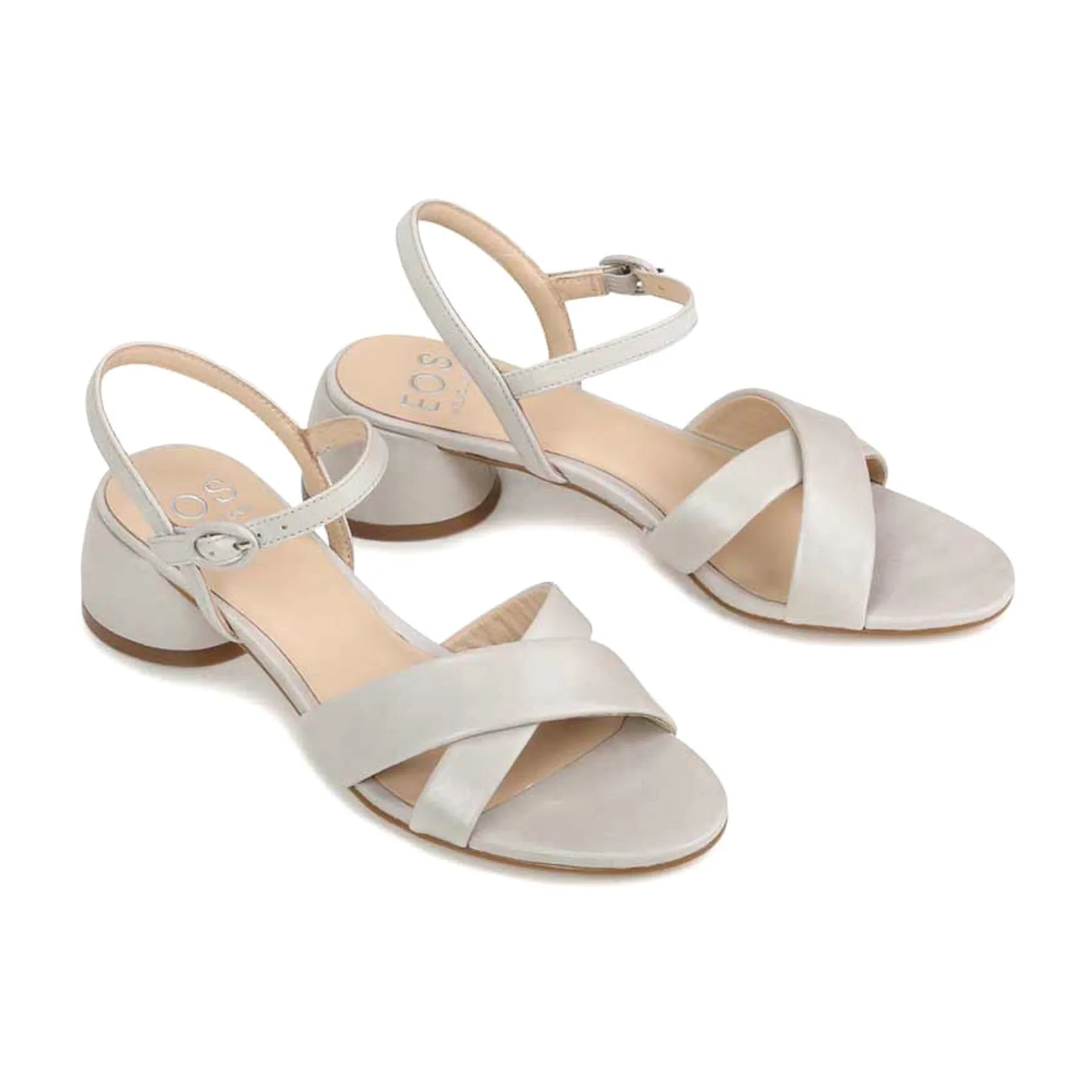 Cheap EOS Footwear FIORA LEATHER BLOCK HEEL SANDALS