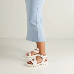 New EOS Footwear FLIGHER PLATFORM SANDALS LEATHER White