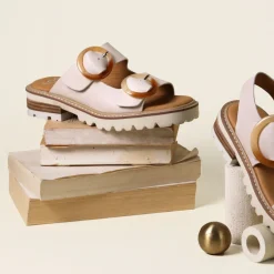 Cheap EOS Footwear GILA BLOCK HEEL SLIDES LEATHER