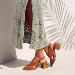 Clearance EOS Footwear ISADORA LEATHER BLOCK HEEL SANDALS