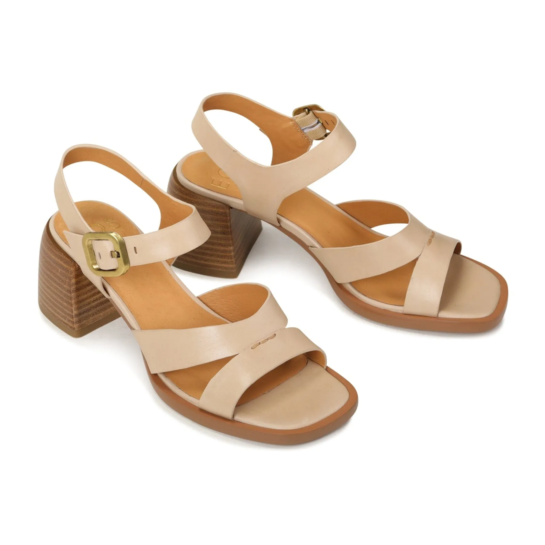 Clearance EOS Footwear ISOKEN LEATHER BLOCK HEEL SANDALS