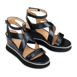 Cheap EOS Footwear JUNI LEATHER STRAPPY WEDGE SANDALS