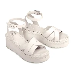 Cheap EOS Footwear MELANA LEATHER WEDGE SANDALS