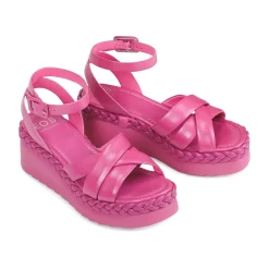 Cheap EOS Footwear MELANA LEATHER WEDGE SANDALS