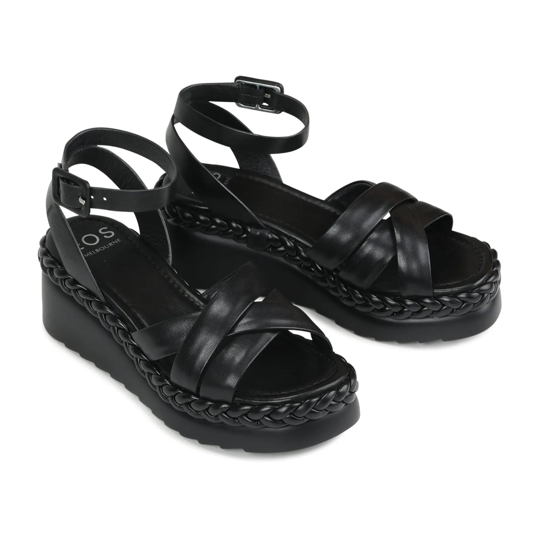 Cheap EOS Footwear MELANA LEATHER WEDGE SANDALS