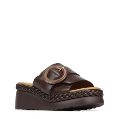 Best EOS Footwear MENA LEATHR WEDGE SLIDE SANDALS