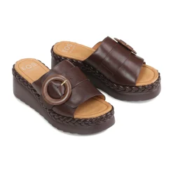 Best EOS Footwear MENA LEATHR WEDGE SLIDE SANDALS