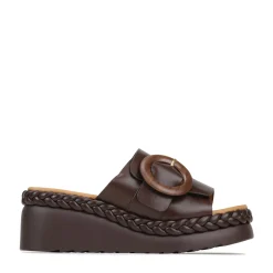 Best EOS Footwear MENA LEATHR WEDGE SLIDE SANDALS