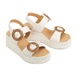 Fashion EOS Footwear MENORCA LEATHER WEDGE SANDALS