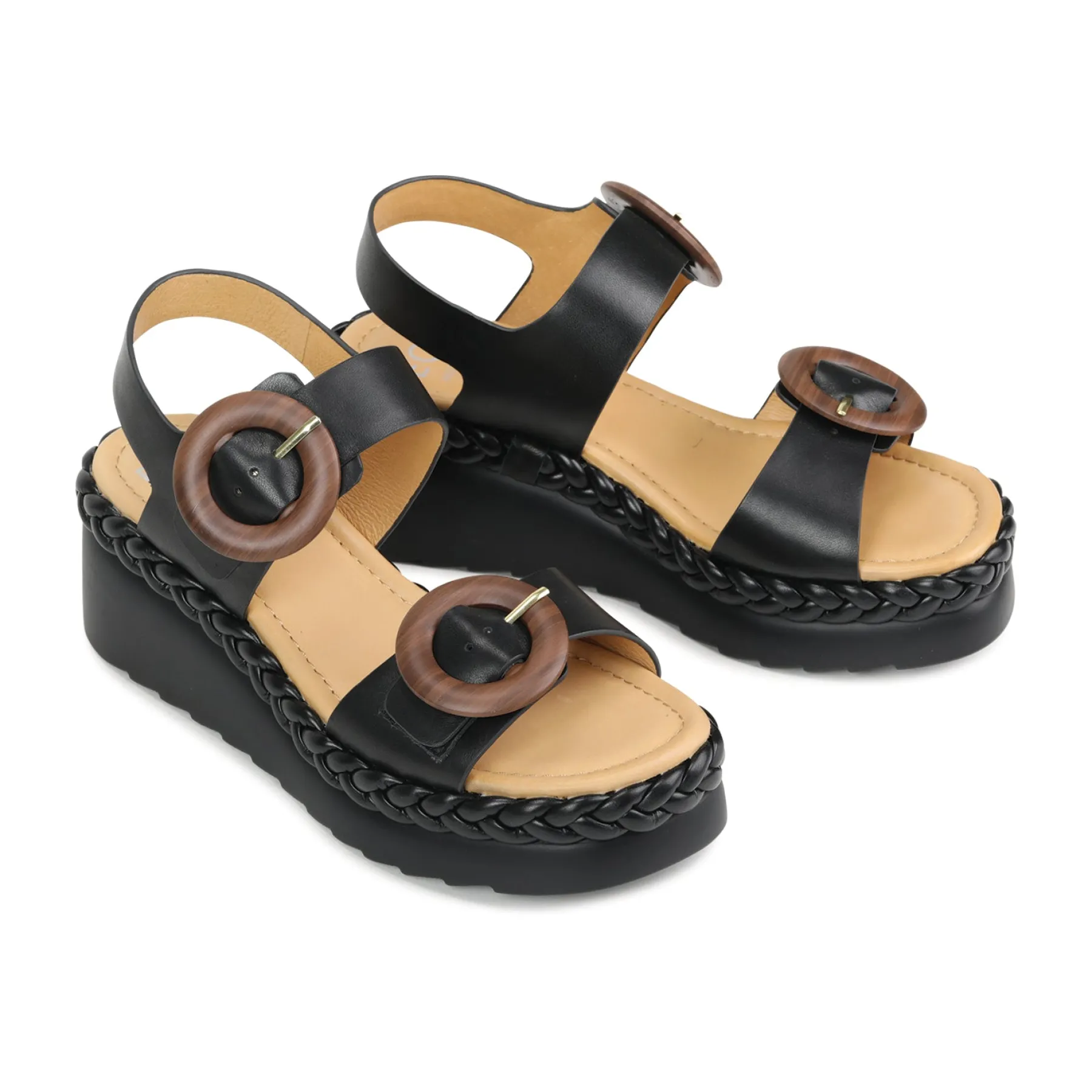 Fashion EOS Footwear MENORCA LEATHER WEDGE SANDALS