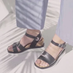 Hot EOS Footwear SASKIA STRAP WEDGE SANDALS LEATHER