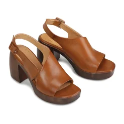 Discount EOS Footwear SPICER LEATHER BLOCK HEEL SANDALS