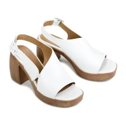 Discount EOS Footwear SPICER LEATHER BLOCK HEEL SANDALS