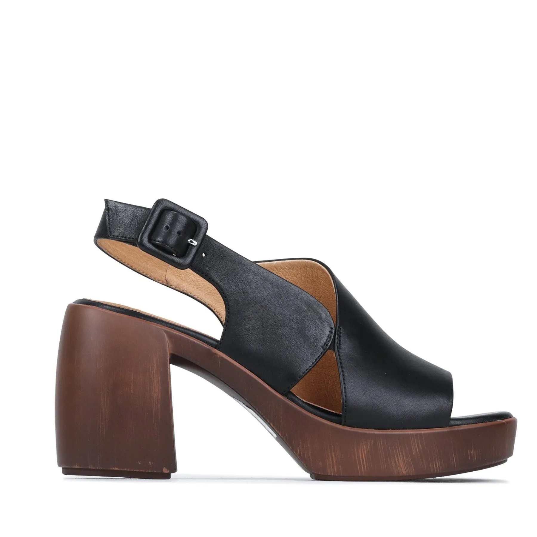 Discount EOS Footwear SPICER LEATHER BLOCK HEEL SANDALS