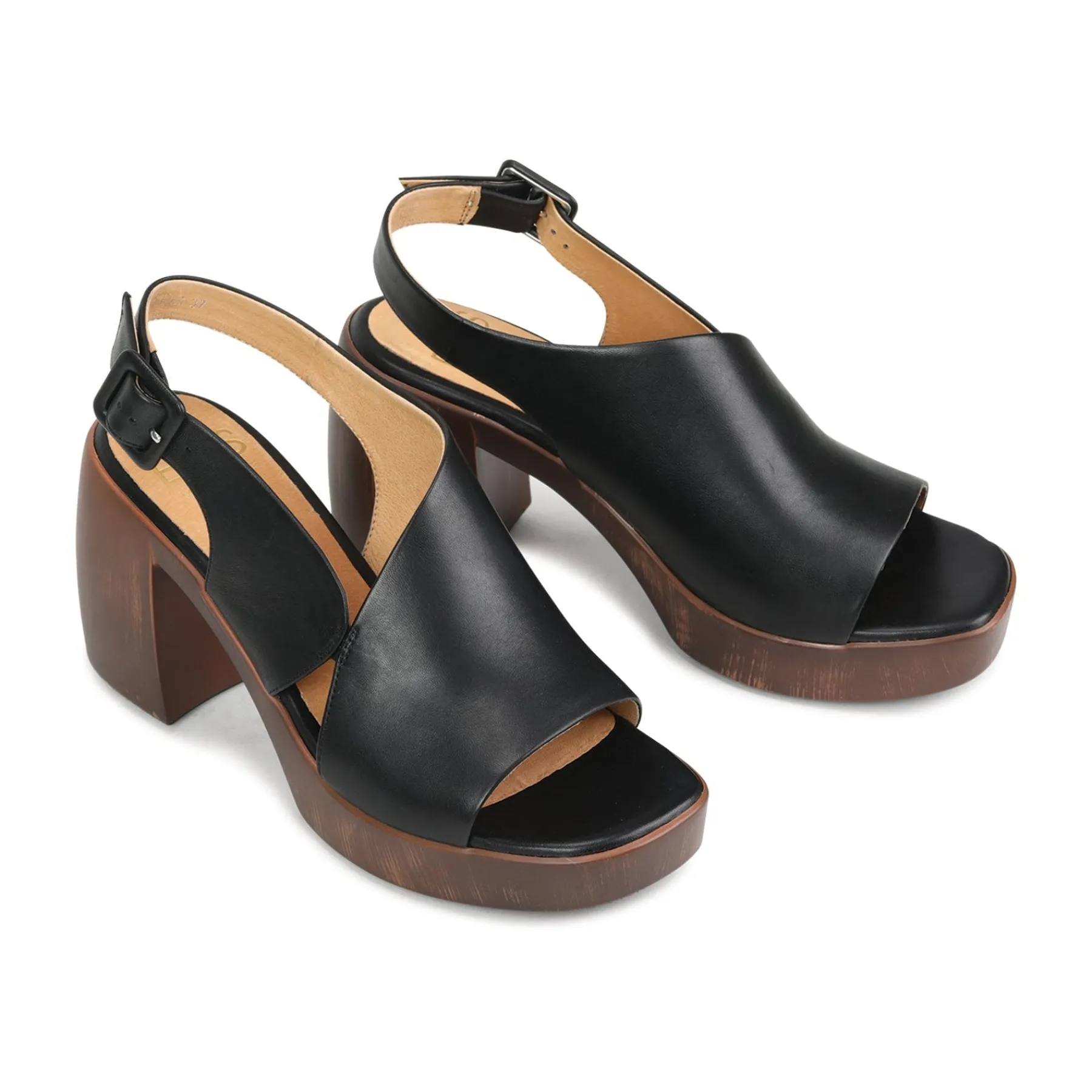 Discount EOS Footwear SPICER LEATHER BLOCK HEEL SANDALS
