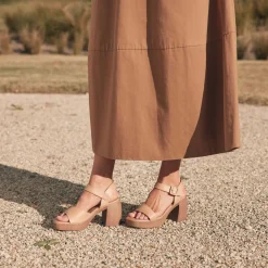 Fashion EOS Footwear SPIGA LEATHER BLOCK HEEL SANDALS