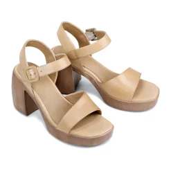 Fashion EOS Footwear SPIGA LEATHER BLOCK HEEL SANDALS