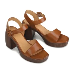 Fashion EOS Footwear SPIGA LEATHER BLOCK HEEL SANDALS