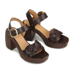 New EOS Footwear SPIRITED LEATHER BLOCK HEEL SANDALS