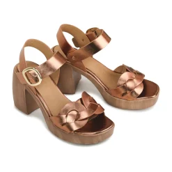 New EOS Footwear SPIRITED LEATHER BLOCK HEEL SANDALS